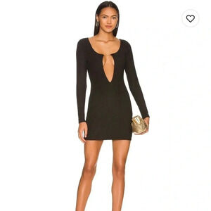 H:ours Kayla black ribbed mini dress